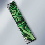 Green Aotearoa Auto Sun Shade Taniko Motifs With Paua Shell Kowhaiwhai - Aussie Hoodie