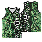 Green Aotearoa Basketball Jersey Taniko Motifs With Paua Shell Kowhaiwhai - Aussie Hoodie