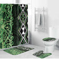 Green Aotearoa Bathroom Set Taniko Motifs With Paua Shell Kowhaiwhai - Aussie Hoodie