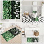 Green Aotearoa Bathroom Set Taniko Motifs With Paua Shell Kowhaiwhai - Aussie Hoodie