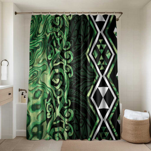 Green Aotearoa Bathroom Set Taniko Motifs With Paua Shell Kowhaiwhai - Aussie Hoodie
