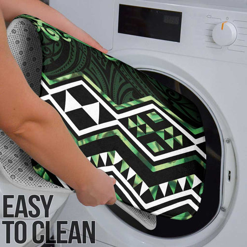 Green Aotearoa Bathroom Set Taniko Motifs With Paua Shell Kowhaiwhai - Aussie Hoodie