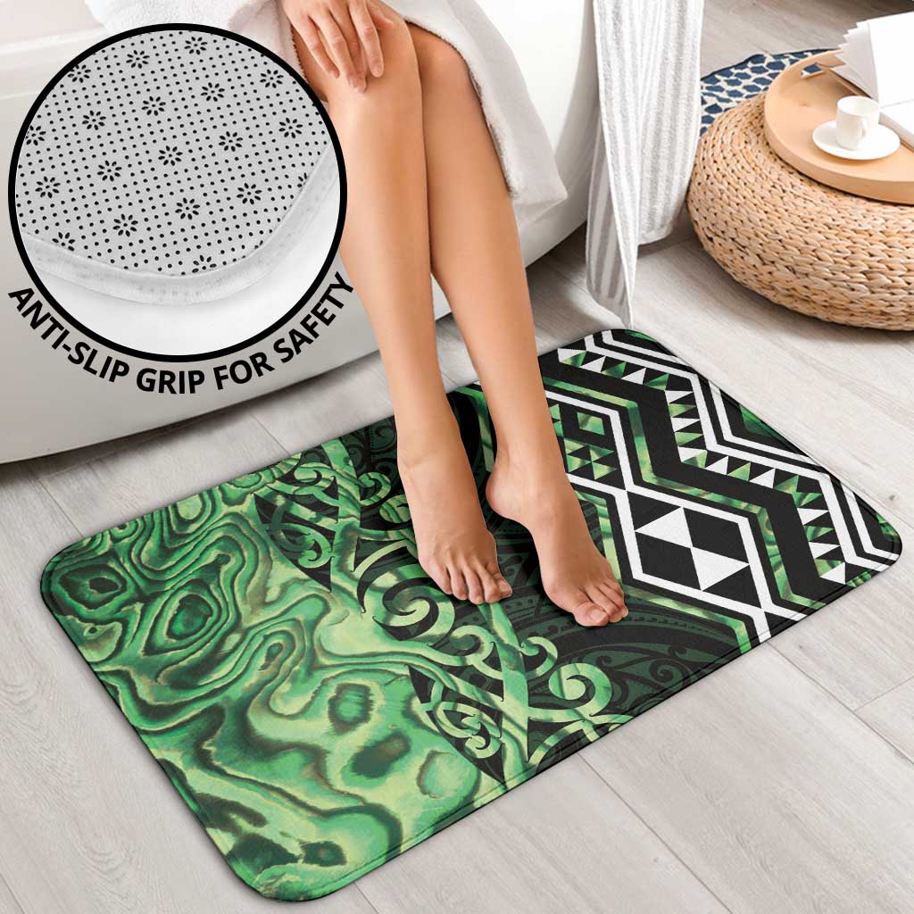 Green Aotearoa Bathroom Set Taniko Motifs With Paua Shell Kowhaiwhai - Aussie Hoodie