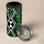 Green Aotearoa 4 in 1 Can Cooler Tumbler Taniko Motifs With Paua Shell Kowhaiwhai
