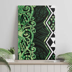 Green Aotearoa Canvas Wall Art Taniko Motifs With Paua Shell Kowhaiwhai