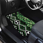 Green Aotearoa Car Mats Taniko Motifs With Paua Shell Kowhaiwhai