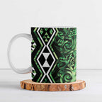 Green Aotearoa Ceramic Mug Taniko Motifs With Paua Shell Kowhaiwhai - Aussie Hoodie