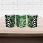 Green Aotearoa Ceramic Mug Taniko Motifs With Paua Shell Kowhaiwhai - Aussie Hoodie