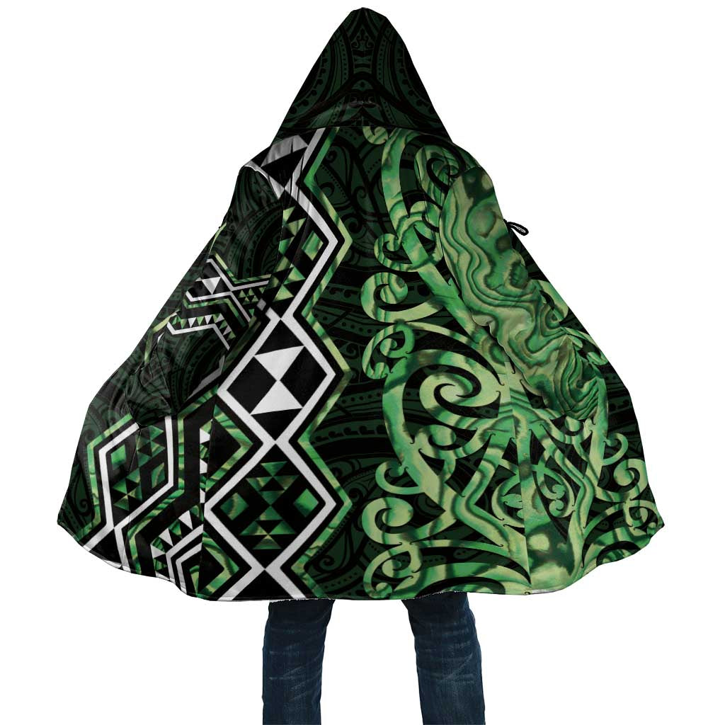 Green Aotearoa Cloak Taniko Motifs With Paua Shell Kowhaiwhai - Aussie Hoodie