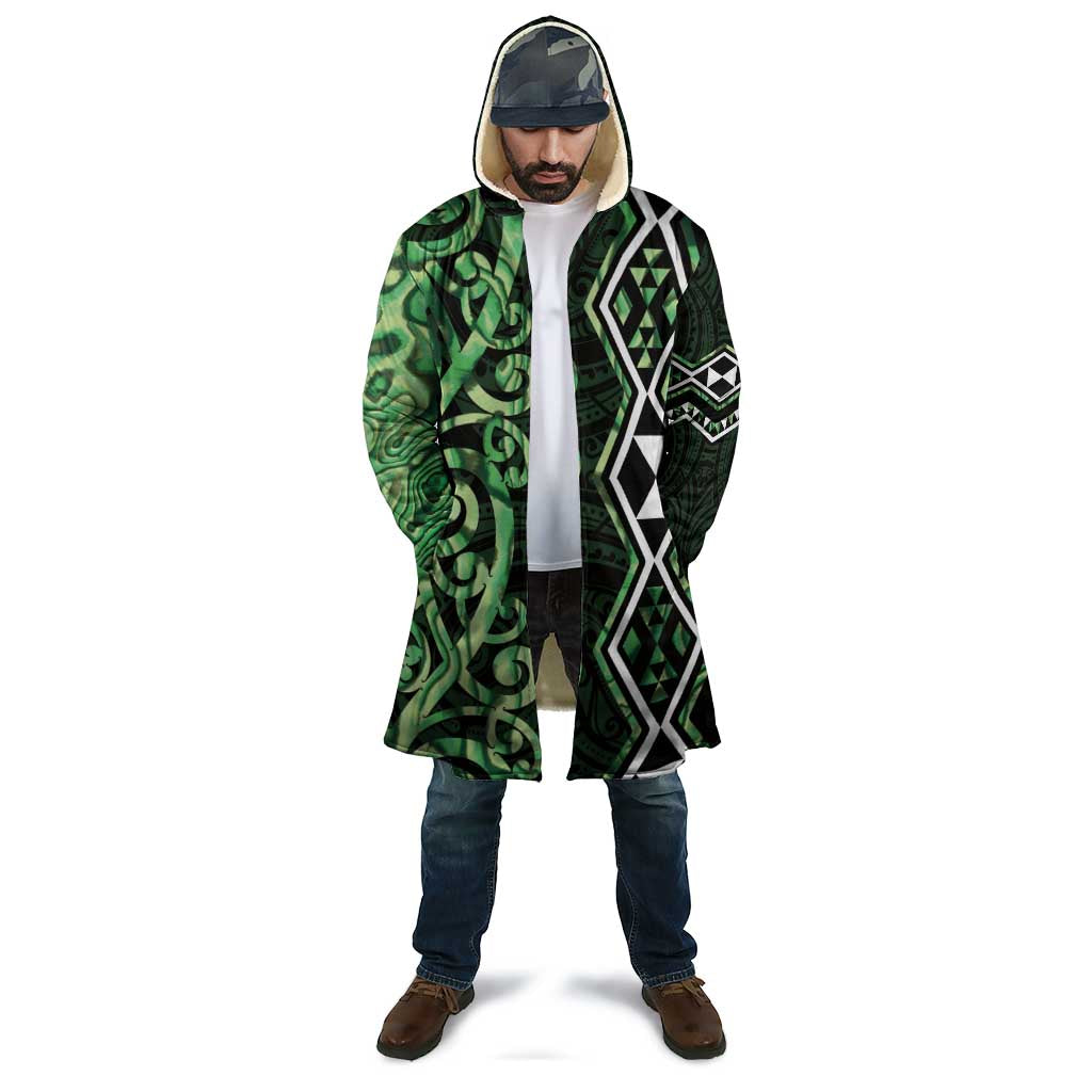 Green Aotearoa Cloak Taniko Motifs With Paua Shell Kowhaiwhai - Aussie Hoodie