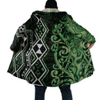 Green Aotearoa Cloak Taniko Motifs With Paua Shell Kowhaiwhai - Aussie Hoodie