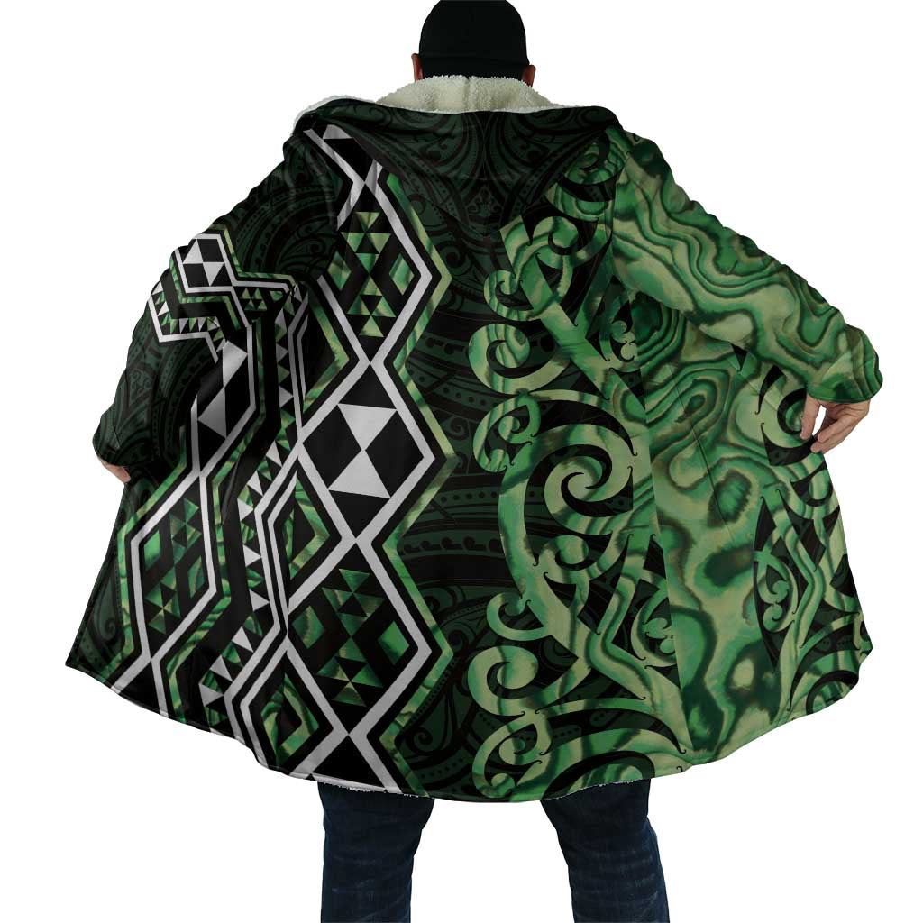 Green Aotearoa Cloak Taniko Motifs With Paua Shell Kowhaiwhai - Aussie Hoodie