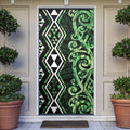 Green Aotearoa Door Cover Taniko Motifs With Paua Shell Kowhaiwhai - Aussie Hoodie