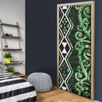 Green Aotearoa Door Cover Taniko Motifs With Paua Shell Kowhaiwhai - Aussie Hoodie