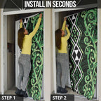 Green Aotearoa Door Cover Taniko Motifs With Paua Shell Kowhaiwhai - Aussie Hoodie