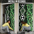 Green Aotearoa Door Cover Taniko Motifs With Paua Shell Kowhaiwhai - Aussie Hoodie
