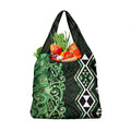 Green Aotearoa Grocery Bag Taniko Motifs With Paua Shell Kowhaiwhai