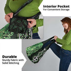 Green Aotearoa Grocery Bag Taniko Motifs With Paua Shell Kowhaiwhai