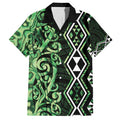 Green Aotearoa Hawaiian Shirt Taniko Motifs With Paua Shell Kowhaiwhai