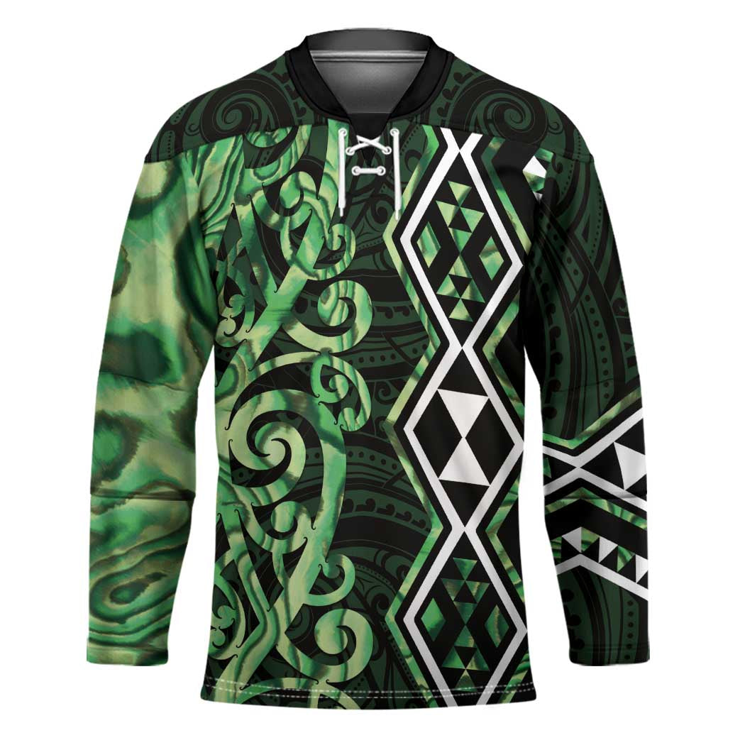 Green Aotearoa Hockey Jersey Taniko Motifs With Paua Shell Kowhaiwhai - Aussie Hoodie