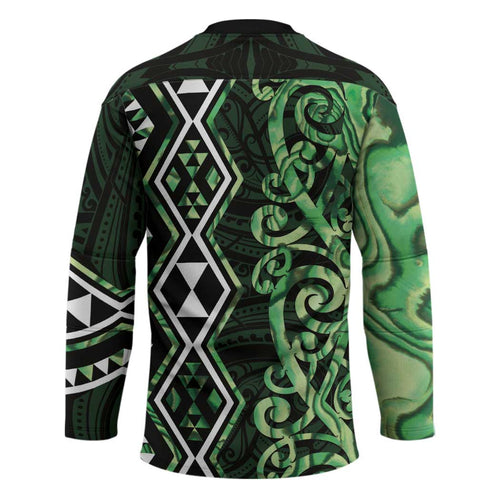 Green Aotearoa Hockey Jersey Taniko Motifs With Paua Shell Kowhaiwhai - Aussie Hoodie