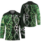 Green Aotearoa Hockey Jersey Taniko Motifs With Paua Shell Kowhaiwhai - Aussie Hoodie