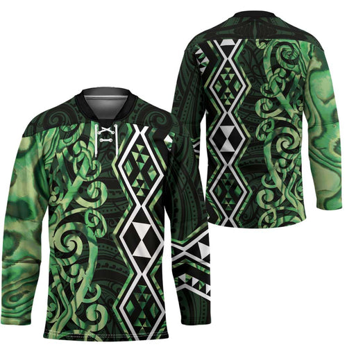 Green Aotearoa Hockey Jersey Taniko Motifs With Paua Shell Kowhaiwhai - Aussie Hoodie