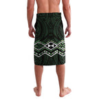 Green Aotearoa Lavalava Taniko Motifs With Paua Shell Kowhaiwhai