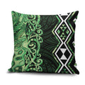 Green Aotearoa Pillow Cover Taniko Motifs With Paua Shell Kowhaiwhai - Aussie Hoodie