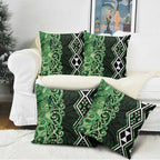 Green Aotearoa Pillow Cover Taniko Motifs With Paua Shell Kowhaiwhai - Aussie Hoodie