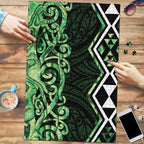 Green Aotearoa Puzzle Taniko Motifs With Paua Shell Kowhaiwhai - Aussie Hoodie