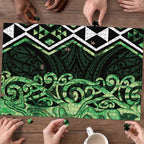 Green Aotearoa Puzzle Taniko Motifs With Paua Shell Kowhaiwhai - Aussie Hoodie