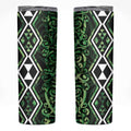 Green Aotearoa Skinny Tumbler Taniko Motifs With Paua Shell Kowhaiwhai