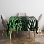 Green Aotearoa Tablecloth Taniko Motifs With Paua Shell Kowhaiwhai
