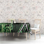 Green Aotearoa Tablecloth Taniko Motifs With Paua Shell Kowhaiwhai