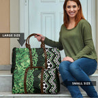Green Aotearoa Travel Bag Taniko Motifs With Paua Shell Kowhaiwhai - Aussie Hoodie