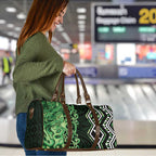 Green Aotearoa Travel Bag Taniko Motifs With Paua Shell Kowhaiwhai - Aussie Hoodie