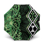 Green Aotearoa Umbrella Taniko Motifs With Paua Shell Kowhaiwhai - Aussie Hoodie