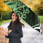 Green Aotearoa Umbrella Taniko Motifs With Paua Shell Kowhaiwhai - Aussie Hoodie
