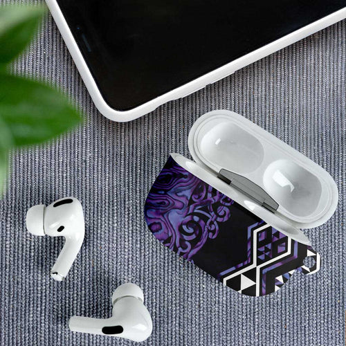 Purple Aotearoa AirPods Case Taniko Motifs With Paua Shell Kowhaiwhai - Aussie Hoodie