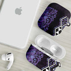Purple Aotearoa AirPods Case Taniko Motifs With Paua Shell Kowhaiwhai - Aussie Hoodie