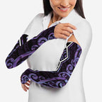 Purple Aotearoa Arm Sleeves Taniko Motifs With Paua Shell Kowhaiwhai - Aussie Hoodie