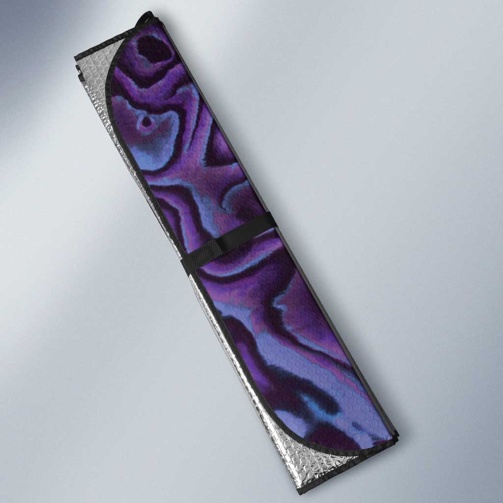 Purple Aotearoa Auto Sun Shade Taniko Motifs With Paua Shell Kowhaiwhai - Aussie Hoodie