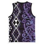 Purple Aotearoa Basketball Jersey Taniko Motifs With Paua Shell Kowhaiwhai - Aussie Hoodie