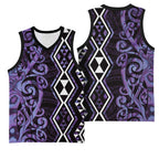 Purple Aotearoa Basketball Jersey Taniko Motifs With Paua Shell Kowhaiwhai - Aussie Hoodie