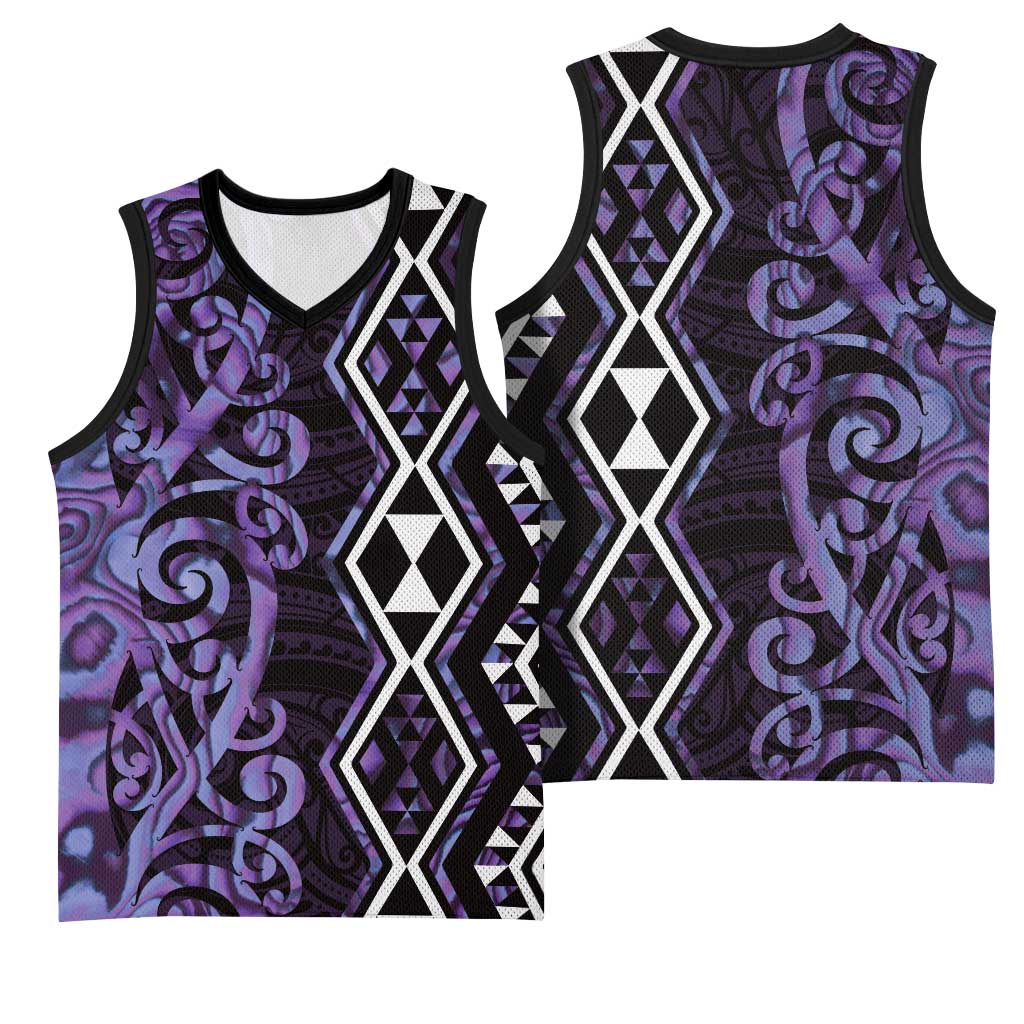 Purple Aotearoa Basketball Jersey Taniko Motifs With Paua Shell Kowhaiwhai - Aussie Hoodie