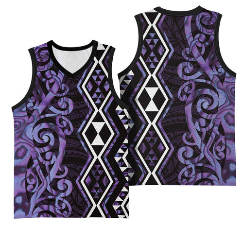 Purple Aotearoa Basketball Jersey Taniko Motifs With Paua Shell Kowhaiwhai - Aussie Hoodie