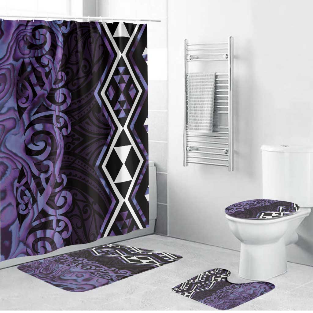Purple Aotearoa Bathroom Set Taniko Motifs With Paua Shell Kowhaiwhai - Aussie Hoodie