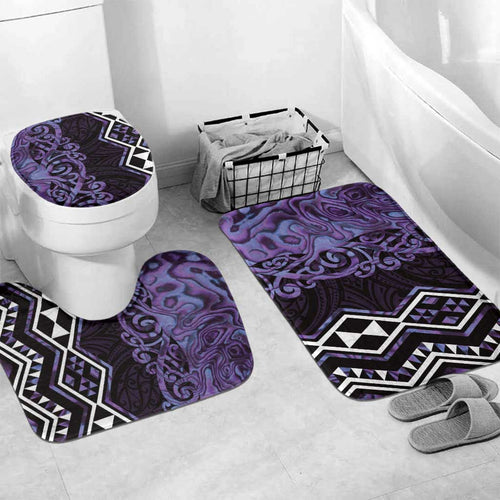 Purple Aotearoa Bathroom Set Taniko Motifs With Paua Shell Kowhaiwhai - Aussie Hoodie