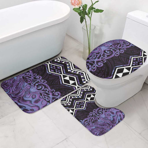 Purple Aotearoa Bathroom Set Taniko Motifs With Paua Shell Kowhaiwhai - Aussie Hoodie